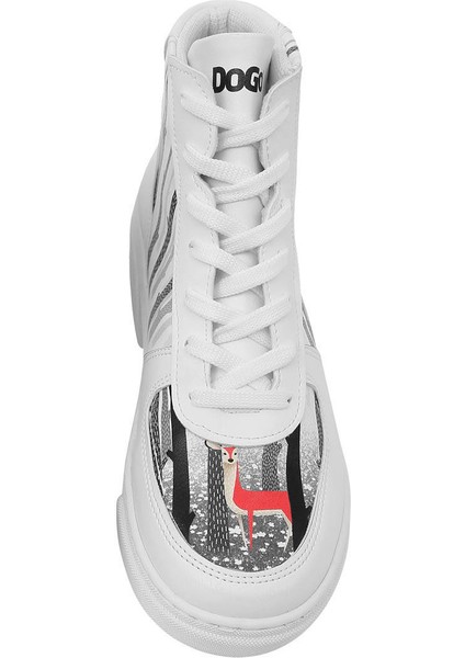 Kadın Vegan Deri Beyaz High Sneakers - You're the Colour of My Life Tasarım