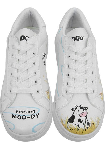 Kadın Vegan Deri Beyaz Sneakers - Feeling Moody Tasarım