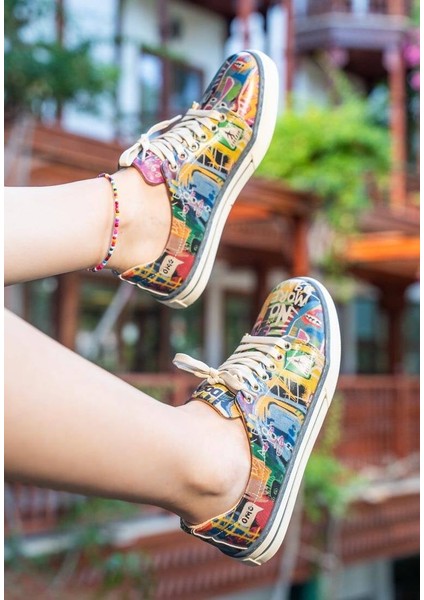 Kadın Vegan Deri Çok Renkli Sneakers - No More Drama Tasarım