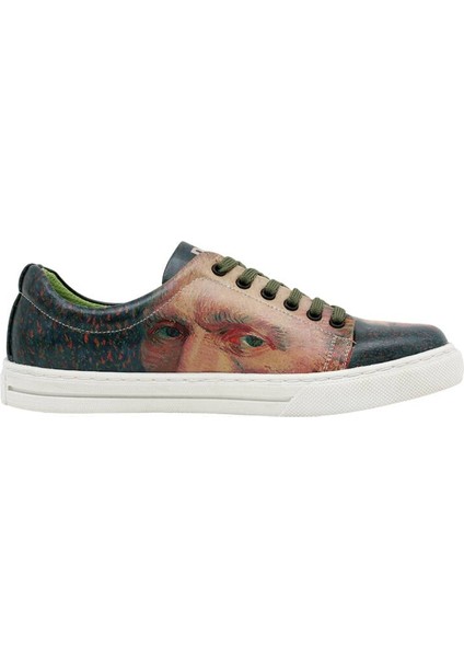 Kadın Vegan Deri Yeşil Sneakers - Vincent van Gogh Self Portrait Muse Tasarım fırsatları