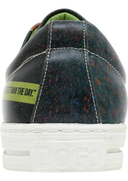 Kadın Vegan Deri Yeşil Sneakers - Vincent van Gogh Self Portrait Muse Tasarım