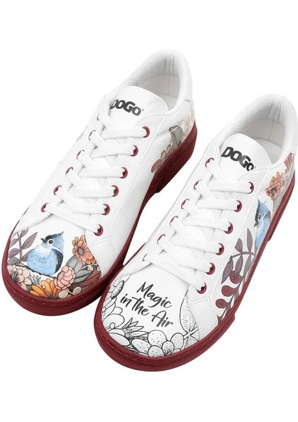 Kadın Vegan Deri Beyaz Sneakers - Magic in the Air Tasarım