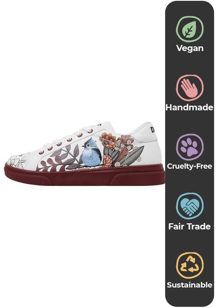 Kadın Vegan Deri Beyaz Sneakers - Magic in the Air Tasarım