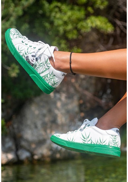 Kadın Vegan Deri Beyaz Sneakers - Bamboo Lover Tasarım