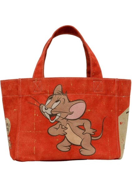 Kadın Vegan Turuncu Medium Tote Bag - Warner Bros Tom & Jerry Tasarım