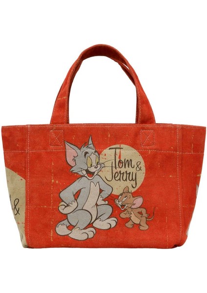 Kadın Vegan Turuncu Medium Tote Bag - Warner Bros Tom & Jerry Tasarım