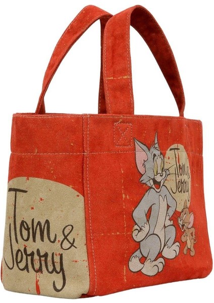 Kadın Vegan Turuncu Medium Tote Bag - Warner Bros Tom & Jerry Tasarım