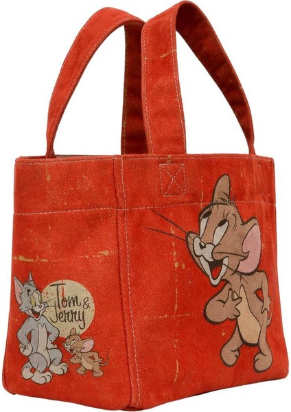 Kadın Vegan Turuncu Medium Tote Bag - Warner Bros Tom & Jerry Tasarım