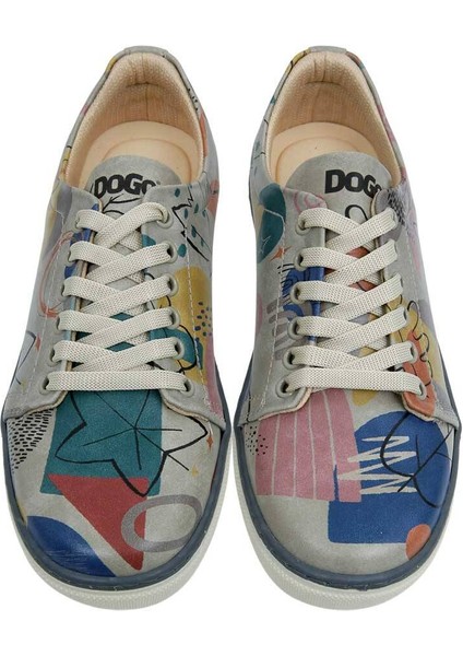 Kadın Vegan Deri Çok Renkli Sneakers - Abstract Leaves Tasarım modelleri