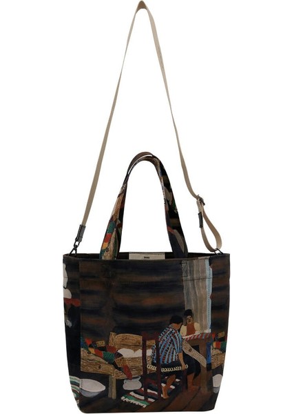 Kadın Vegan Çok Renkli Large Tote Bag - Family Time Tasarım
