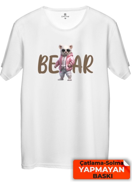 Sevimli Ayı Baskılı Tişört Unisex, Premium Kalite (Rgl-Hyvn-Ayı)