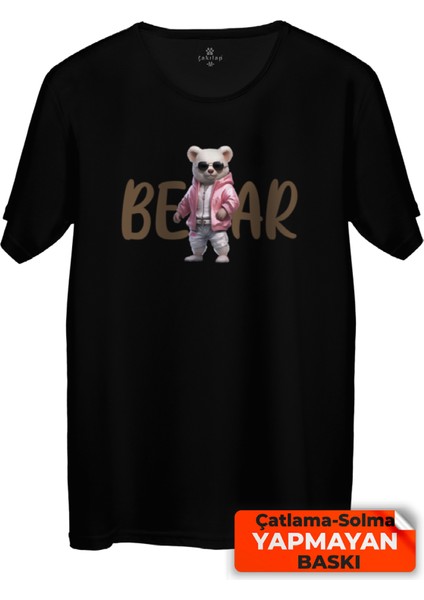 Sevimli Ayı Baskılı Tişört Unisex, Premium Kalite (Rgl-Hyvn-Ayı)