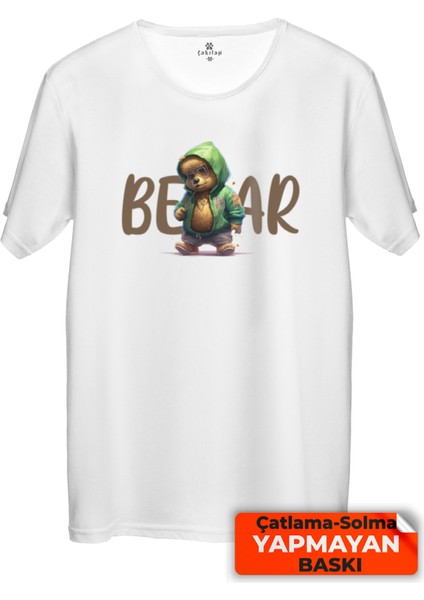 Sevimli Ayı Baskılı Tişört Unisex, Premium Kalite (Rgl-Hyvn-Ayı)