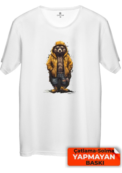 Sevimli Ayı Baskılı Tişört Unisex, Premium Kalite (Rgl-Hyvn-Ayı)