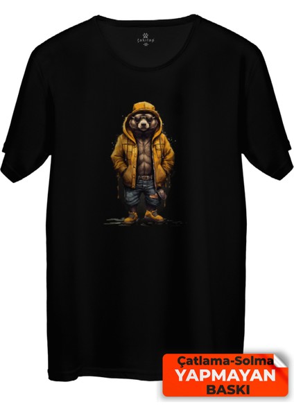 Sevimli Ayı Baskılı Tişört Unisex, Premium Kalite (Rgl-Hyvn-Ayı)