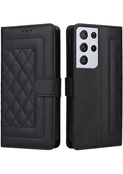 Samsung Galaxy S21 Ultra Darbeye Deri Kılıf Için Flip Case Basit (Yurt Dışından)