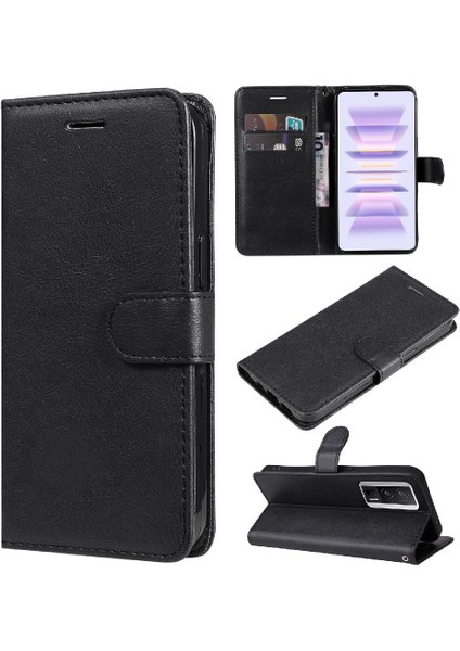 Kart Yuvası ile Xiaomi Poco F5 Pro Için Flip Case Klasik Düz Renk Yüksek (Yurt Dışından)