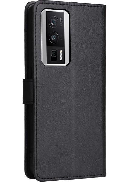 Kart Yuvası ile Xiaomi Poco F5 Pro Için Flip Case Klasik Düz Renk Yüksek (Yurt Dışından)