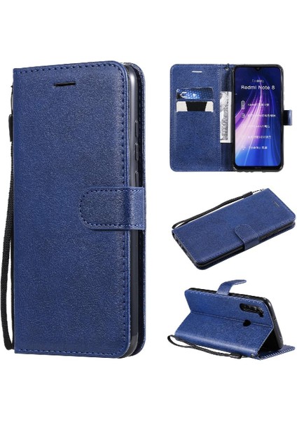 Kart Yuvası ile Xiaomi Redmi Not 8 Için Flip Case Klasik Düz Renk Yüksek (Yurt Dışından)