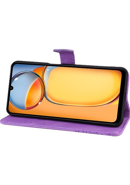 Xiaomi Poco C65 Büyük Kelebek Deri Cüzdan Kart Yuvası ile (Yurt Dışından)