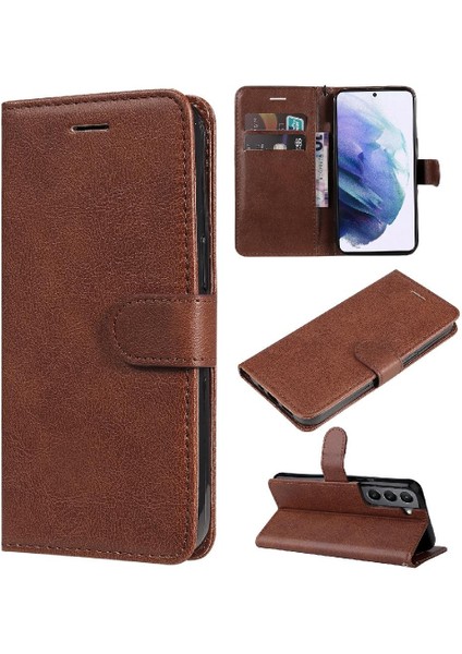 Kart Yuvası Klasik Düz Renk Yüksek ile Samsung Galaxy S22 Için Flip Case (Yurt Dışından)