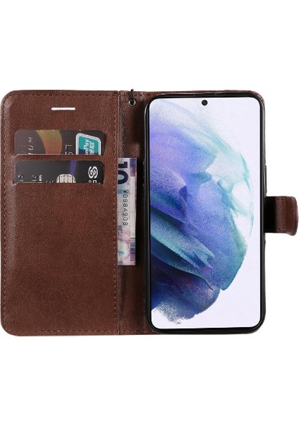 Kart Yuvası Klasik Düz Renk Yüksek ile Samsung Galaxy S22 Için Flip Case (Yurt Dışından)