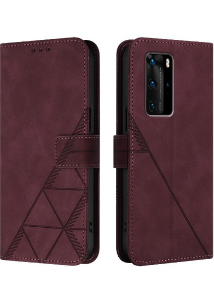Huawei P40 Pro Flip Folio Kitap Koruyucu Kredi Kartı Tutucu Pu (Yurt Dışından)