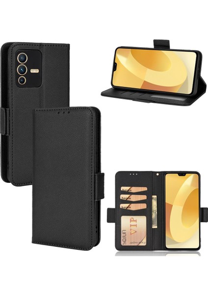 Vivo V23 Pro Kart Yuvaları Için Kılıf Tutucu Cüzdan Yan Toka Manyetik Pu (Yurt Dışından)