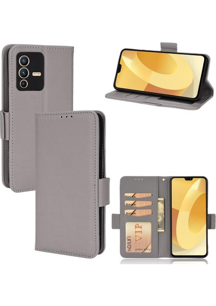 Vivo V23 Pro Kart Yuvaları Için Kılıf Tutucu Cüzdan Yan Toka Manyetik Pu (Yurt Dışından)