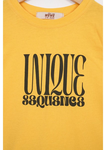 Yazı Baskılı Hardal Renk Erkek Cocuk Sortlu Takım fiyatları