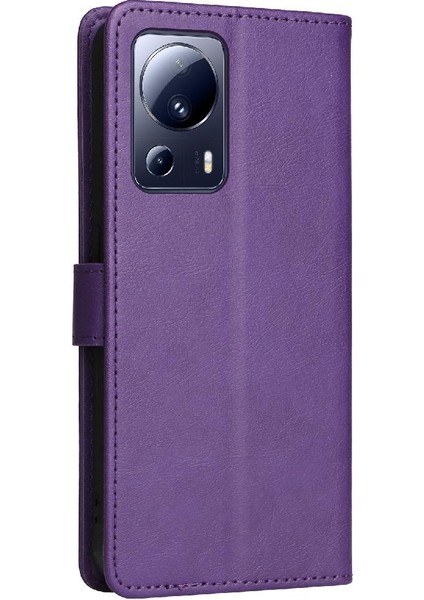 Kart Yuvası Klasik Düz Renk Iş ile Xiaomi 13 Lite Için Flip Case (Yurt Dışından)