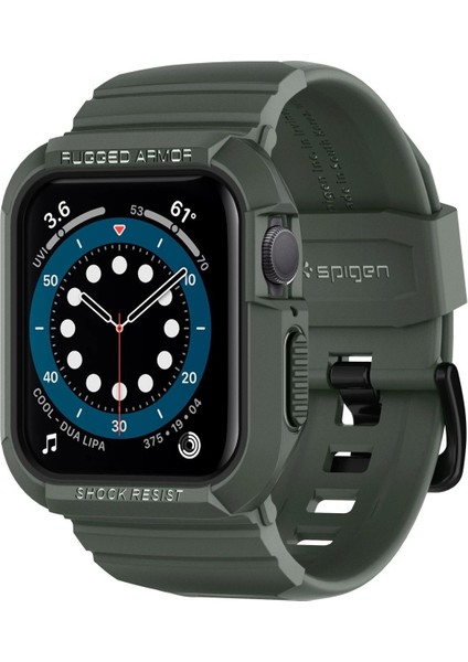 Apple Watch 41mm (Seri 9/8/7) Kılıf & Kordon Kayış Rugged Armor Pro Military Green - ACS00547