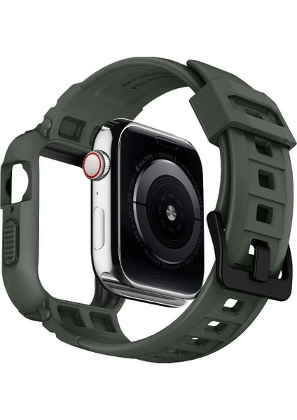 Apple Watch 41mm (Seri 9/8/7) Kılıf & Kordon Kayış Rugged Armor Pro Military Green - ACS00547