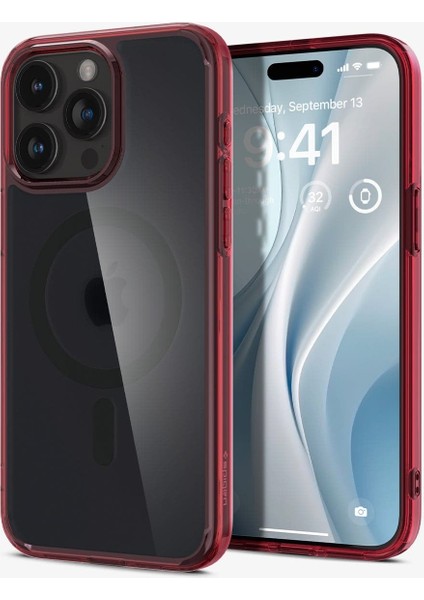 iPhone 15 Pro Kılıf Ultra Hybrid MagFit MagSafe özellikli Frost Deep Red - ACS07057