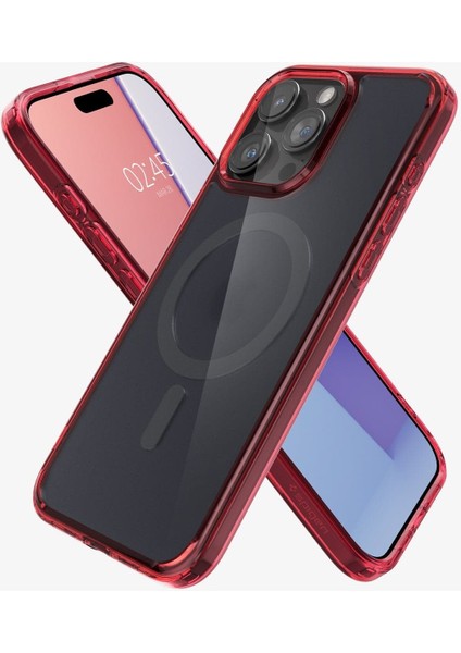 iPhone 15 Pro Kılıf Ultra Hybrid MagFit MagSafe özellikli Frost Deep Red - ACS07057