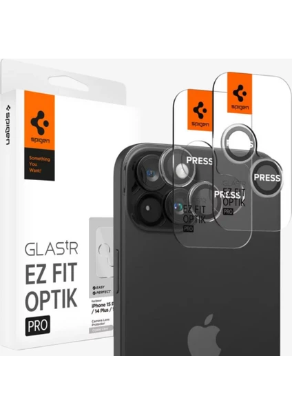 iPhone 15 / 15 Plus / 14 / 14 Plus Kamera Lens Camı Koruyucu Glas.tR EZ Fit Optik Pro (2 Adet) Crystal Clear - AGL06918