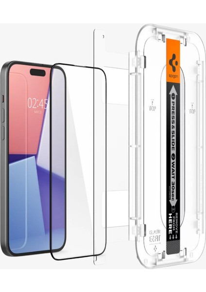 iPhone 15 Plus Cam Ekran Koruyucu Kolay Kurulum Tam Kaplayan GLAS.tR EZ Fit Full Cover HD Black - AGL06888