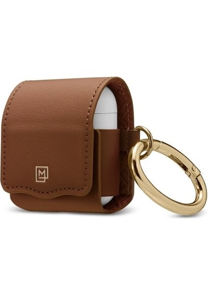 AirPods (2.nesil) / (1.nesil) ile Uyumlu Kılıf La Manon Leather (Deri) Brown - 074CS26378