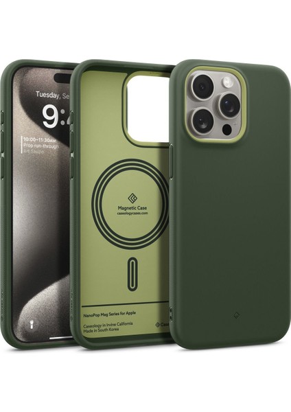 Caseology iPhone 15 Pro Max ile Uyumlu Kılıf Nano Pop Mag MagSafe özellikli Avo Green - ACS06619 modelleri
