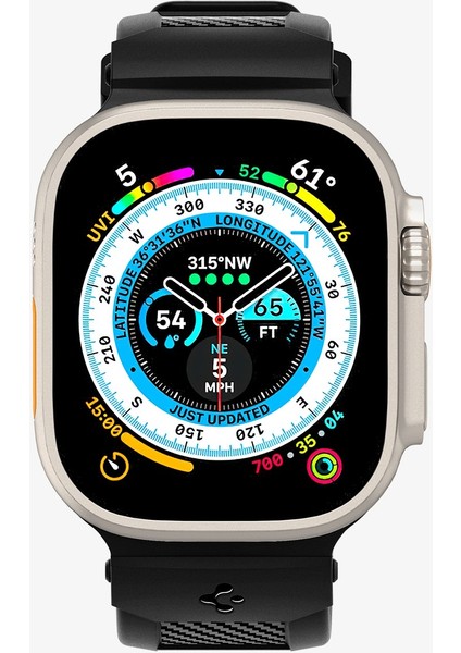 Apple Watch 49mm Ultra 2/1 - 46mm Seri 10 - 45mm Seri 9/8/7 - 44mm Seri SE2/SE/6/5/4 Kordon Kayış Rugged Ultra Band Matte Black - AMP07105