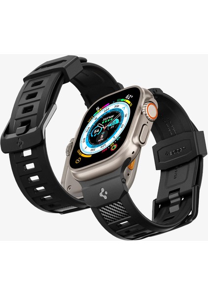 Apple Watch 49mm Ultra 2/1 - 46mm Seri 10 - 45mm Seri 9/8/7 - 44mm Seri SE2/SE/6/5/4 Kordon Kayış Rugged Ultra Band Matte Black - AMP07105 modelleri