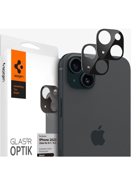 iPhone 15 / 15 Plus / 14 / 14 Plus Kamera Lens Camı Koruyucu Glas.tR Optik (2 Adet) Black - AGL06917