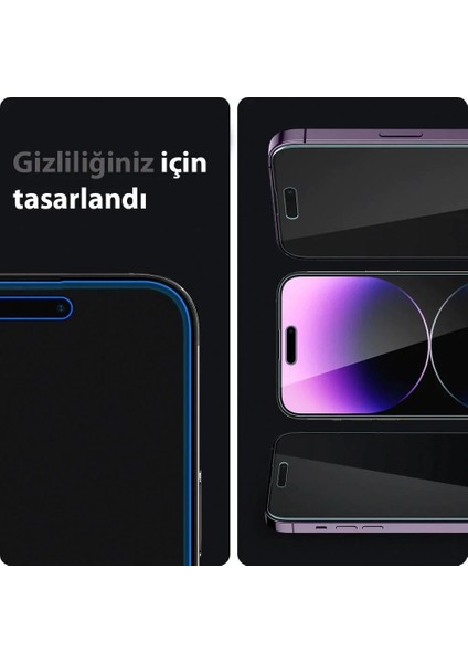 iPhone 14 Pro Hayalet Cam Ekran Koruyucu Kolay Kurulum Glas.tR EZ Fit Privacy ( Sensor Protection ) (2 Adet) - AGL05215