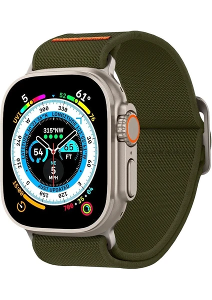 Apple Watch 49mm Ultra 2/1 - 46mm Seri 10 - 45mm Seri 9/8/7 - 44mm Seri SE2/SE/6/5/4 Kordon Kayış Band Lite Fit Ultra Khaki - AMP05985