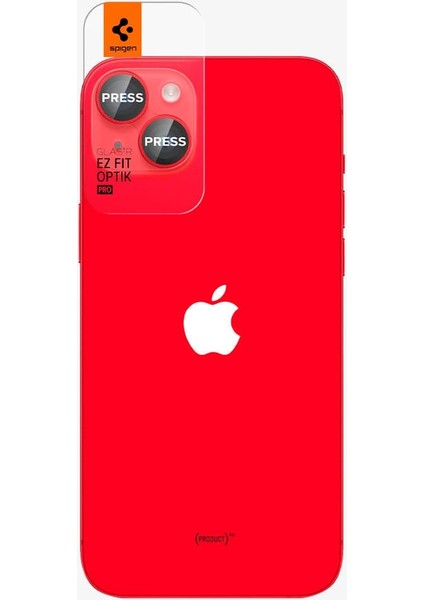 iPhone 15 / 15 Plus / 14 / 14 Plus Kamera Lens Camı Koruyucu Glas.tR EZ Fit Optik Pro (2 Adet) Red - AGL05605