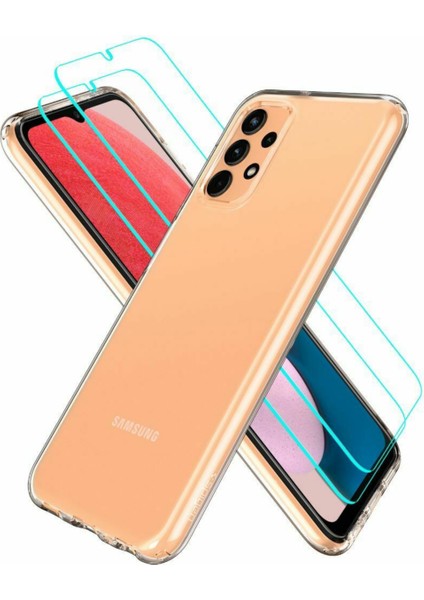 Galaxy A13 Kılıf Crystal Pack Clear + Glas.tR Slim HD Cam Ekran Koruyucu (2 Adet) 360 Tam Koruma - ACS04315