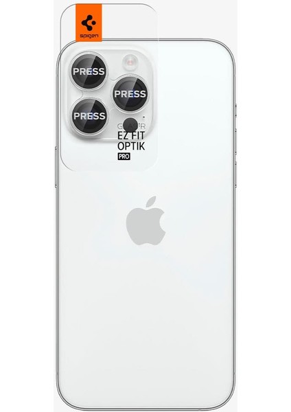 iPhone 16 Pro Max / 16 Pro / 15 Pro Max / 15 Pro / 14 Pro Max / 14 Pro Kamera Lens Camı Koruyucu Glas.tR EZ Fit Optik Pro (2 Adet) Silver - AGL05599