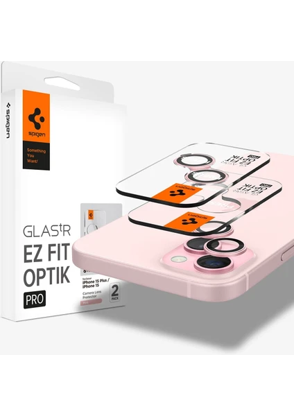 iPhone 15 / 15 Plus / 14 / 14 Plus Kamera Lens Camı Koruyucu Glas.tR EZ Fit Optik Pro (2 Adet) Pink - AGL07167