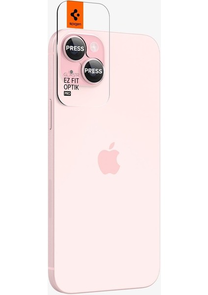 iPhone 15 / 15 Plus / 14 / 14 Plus Kamera Lens Camı Koruyucu Glas.tR EZ Fit Optik Pro (2 Adet) Pink - AGL07167