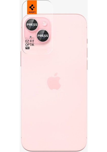 iPhone 15 / 15 Plus / 14 / 14 Plus Kamera Lens Camı Koruyucu Glas.tR EZ Fit Optik Pro (2 Adet) Pink - AGL07167